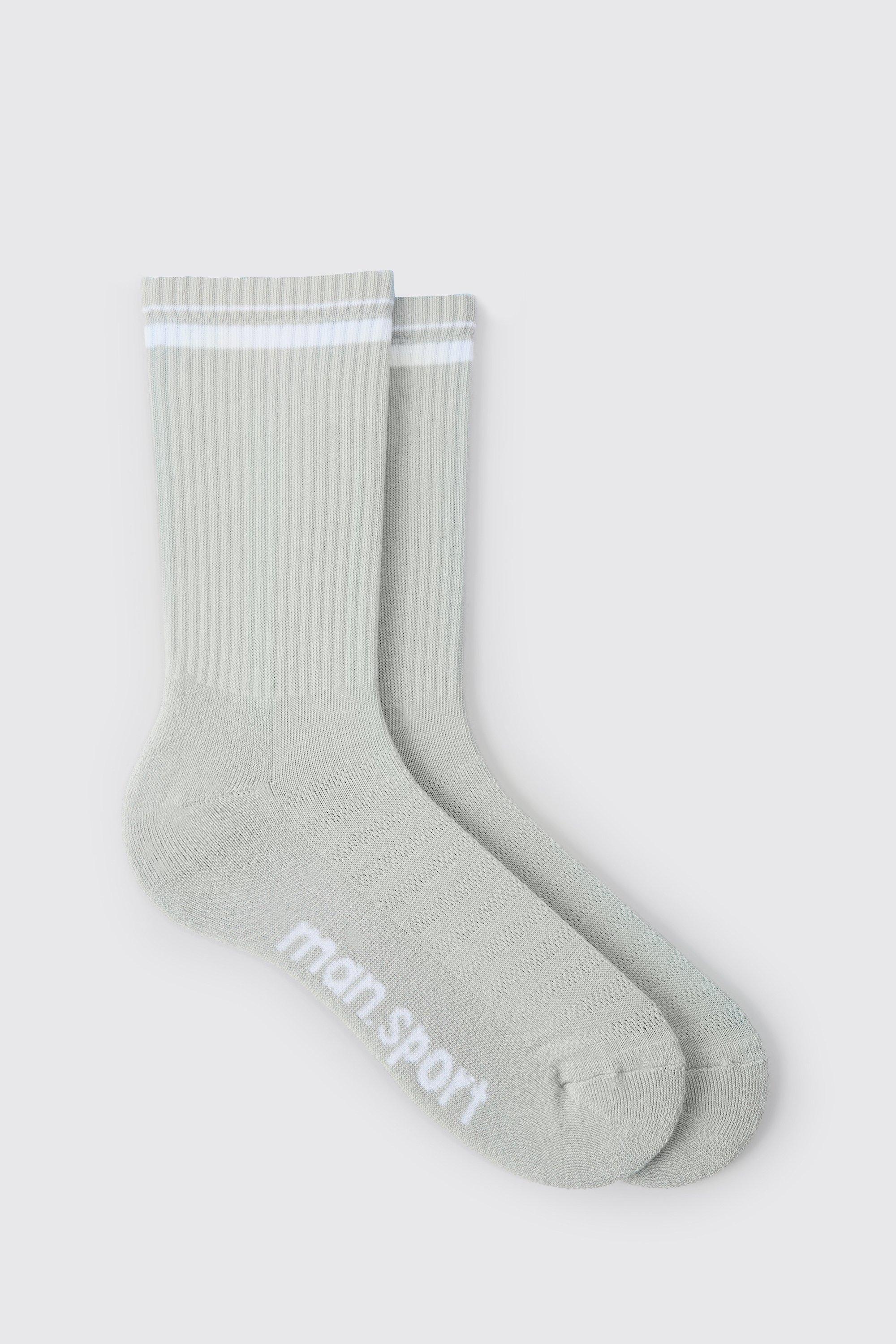 Mens Grey Man Sport Crew Socks, Grey